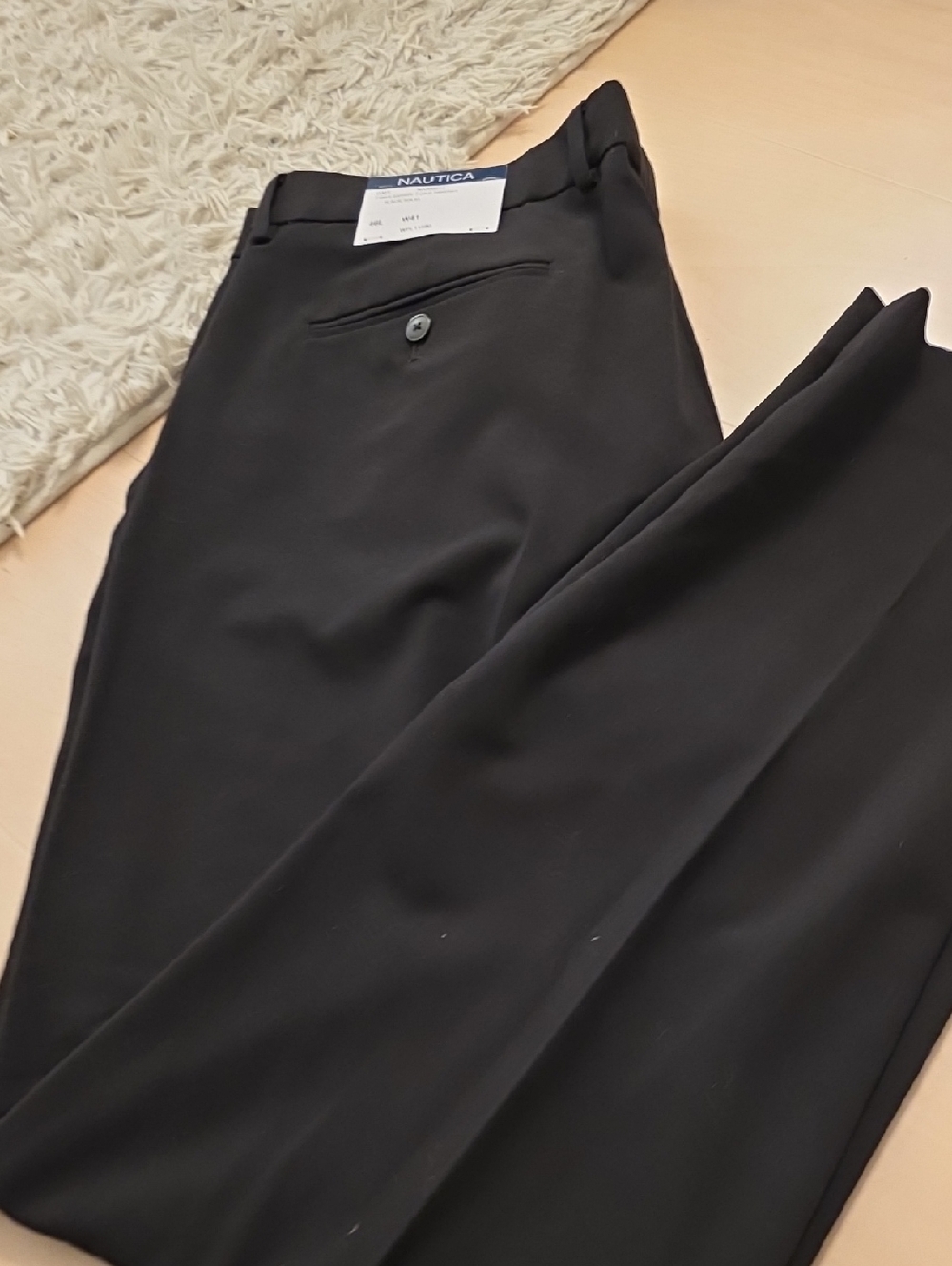 Nautica Men’s Black Dress Pants - Tailored Flat Front